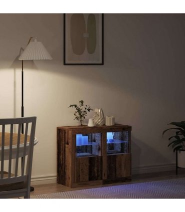 vidaXL LED Sideboard 2 pcs Old Wood 41 x 37 x 67 cm Engineered Wood