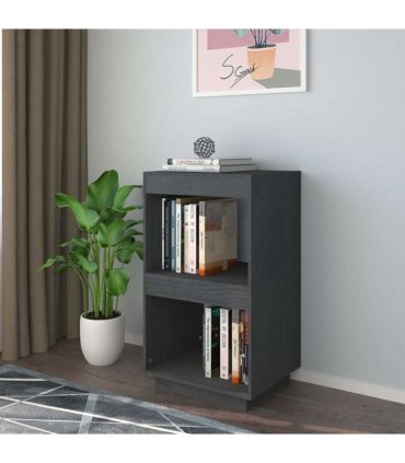 vidaXL Book Cabinet Grey 40x35x71 cm Solid Pinewood