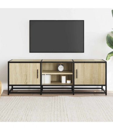 vidaXL TV Cabinet Sonoma Oak 120x35x41 cm Engineered Wood and Metal