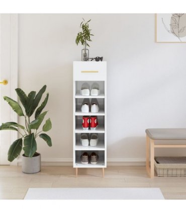 vidaXL Shoe Cabinet High Gloss White 30x35x105 cm Engineered Wood