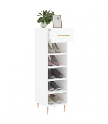 vidaXL Shoe Cabinet High Gloss White 30x35x105 cm Engineered Wood