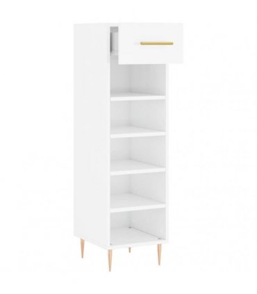 vidaXL Shoe Cabinet High Gloss White 30x35x105 cm Engineered Wood