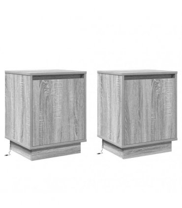 vidaXL Bedside Cabinet 2 pcs Grey 39 x 34.5 x 50 cm Engineered wood