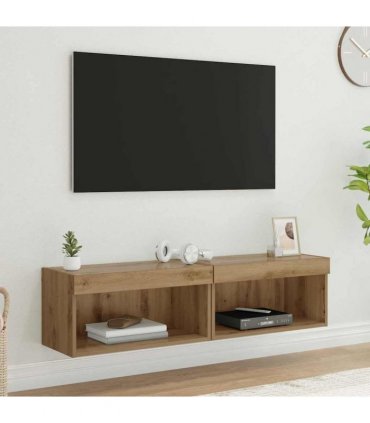 vidaXL TV Cabinet Set with LED 2 pcs Artisan Oak 60 x 30 x 30 cm