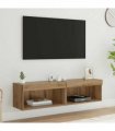 vidaXL TV Cabinet Set with LED 2 pcs Artisan Oak 60 x 30 x 30 cm