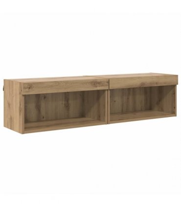 vidaXL TV Cabinet Set with LED 2 pcs Artisan Oak 60 x 30 x 30 cm