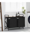 vidaXL Laundry Basket 2 Compartments with Shelf Brown Oak