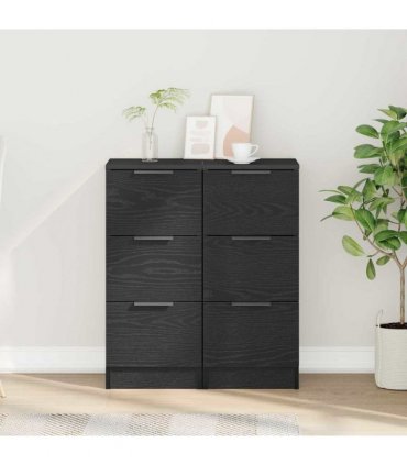 vidaXL Sideboard 2 pcs Black Oak 30 x 30 x 70 cm Engineered Wood