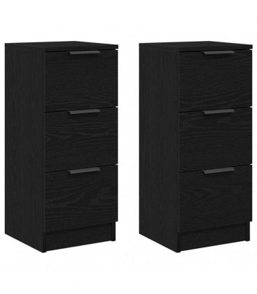 vidaXL Sideboard 2 pcs Black Oak 30 x 30 x 70 cm Engineered Wood