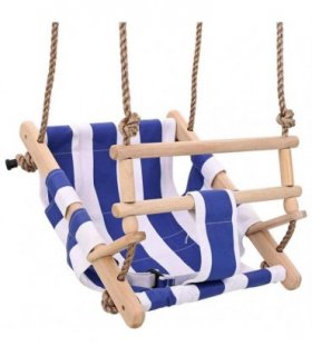 vidaXL Baby Swing with Safety Belt Cotton Wood Blue