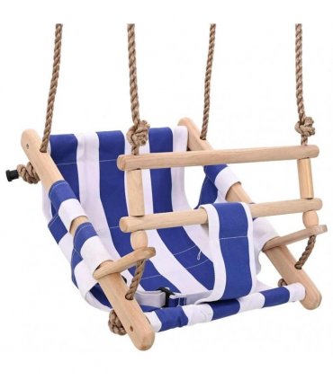 vidaXL Baby Swing with Safety Belt Cotton Wood Blue