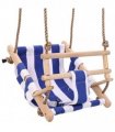 vidaXL Baby Swing with Safety Belt Cotton Wood Blue