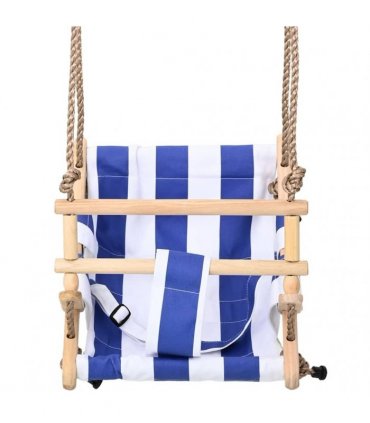 vidaXL Baby Swing with Safety Belt Cotton Wood Blue