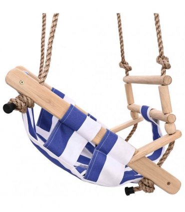 vidaXL Baby Swing with Safety Belt Cotton Wood Blue