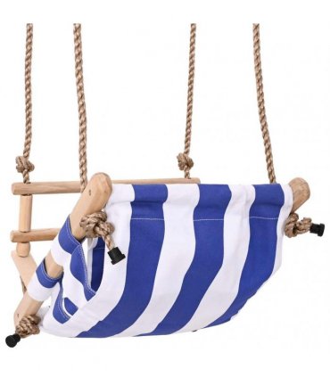 vidaXL Baby Swing with Safety Belt Cotton Wood Blue