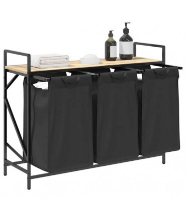 vidaXL Laundry Basket 3 Compartments with Shelf Sonoma Oak