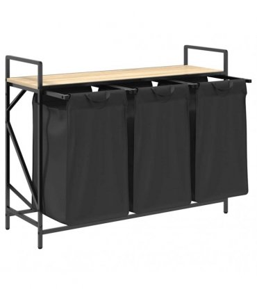 vidaXL Laundry Basket 3 Compartments with Shelf Sonoma Oak