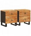 vidaXL Bedside Cabinet 2 pcs Brown 40 x 33 x 46 cm Solid Mango Wood