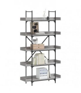 vidaXL Bookcase 5-Tier Grey Sonoma 100x33x180.5 cm Engineered Wood