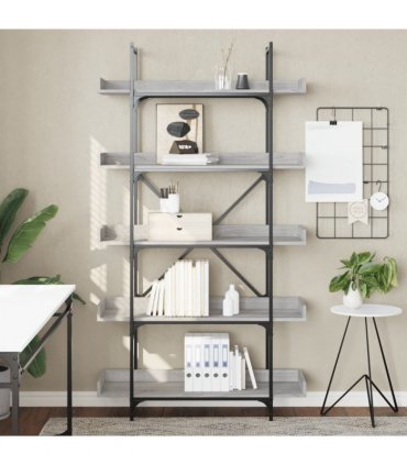 vidaXL Bookcase 5-Tier Grey Sonoma 100x33x180.5 cm Engineered Wood