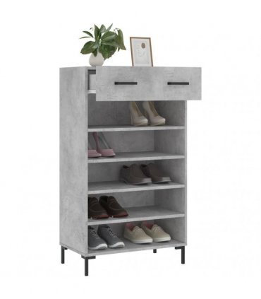 vidaXL Shoe Cabinet Concrete Grey 60x35x105 cm Engineered Wood