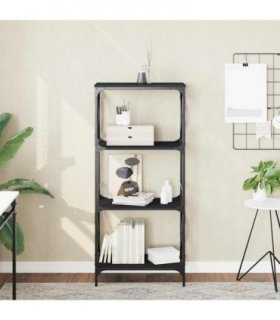 vidaXL Bookcase 4-Tier Black 59x35x132 cm Engineered Wood