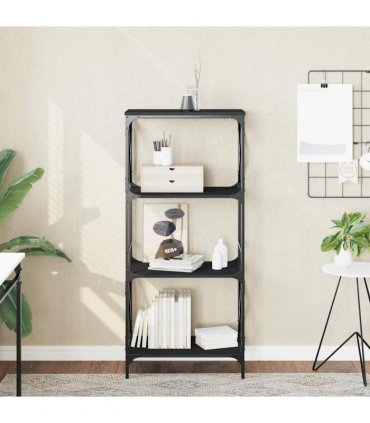 vidaXL Bookcase 4-Tier Black 59x35x132 cm Engineered Wood