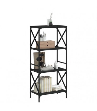 vidaXL Bookcase 4-Tier Black 59x35x132 cm Engineered Wood