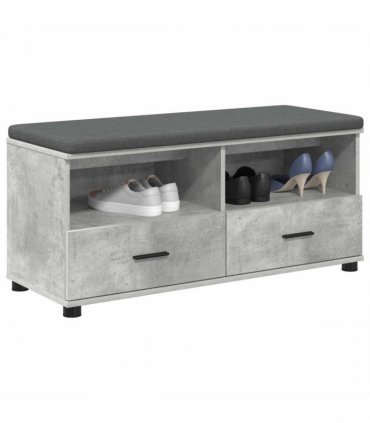 vidaXL Hall Bench with Cushion Concrete Grey 100 x 38 x 46 cm