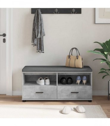 vidaXL Hall Bench with Cushion Concrete Grey 100 x 38 x 46 cm