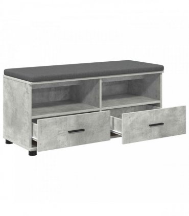 vidaXL Hall Bench with Cushion Concrete Grey 100 x 38 x 46 cm