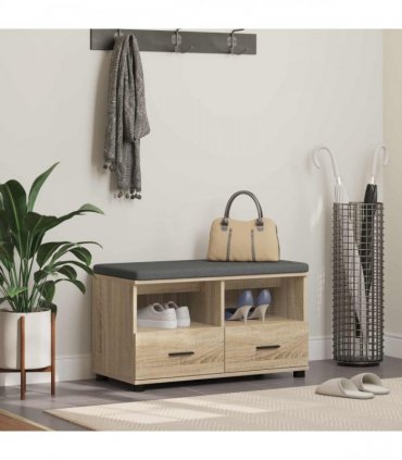 vidaXL Hall Bench with Cushion with Drawer Sonoma Oak 80 x 38 x 46 cm