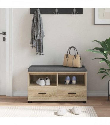 vidaXL Hall Bench with Cushion with Drawer Sonoma Oak 80 x 38 x 46 cm
