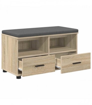vidaXL Hall Bench with Cushion with Drawer Sonoma Oak 80 x 38 x 46 cm