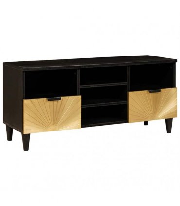 vidaXL TV Cabinet Black and Gold 100 x 33 x 46 cm Engineered wood