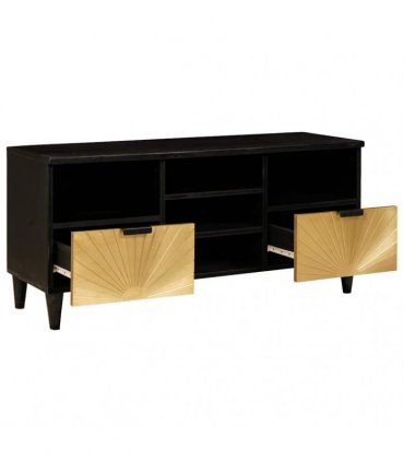 vidaXL TV Cabinet Black and Gold 100 x 33 x 46 cm Engineered wood
