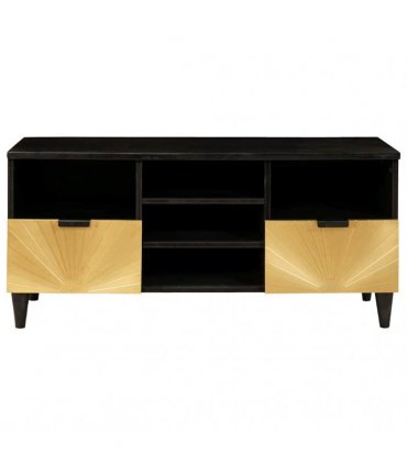 vidaXL TV Cabinet Black and Gold 100 x 33 x 46 cm Engineered wood