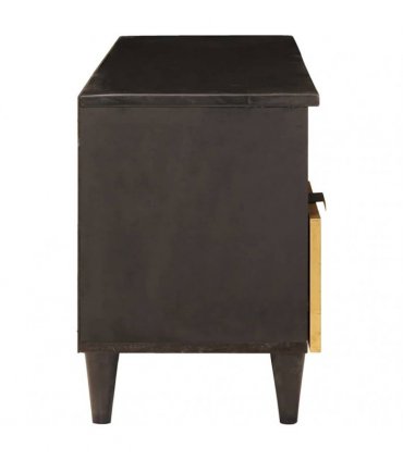 vidaXL TV Cabinet Black and Gold 100 x 33 x 46 cm Engineered wood
