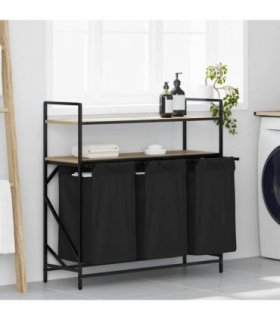 vidaXL Laundry Basket 3 Compartments with Shelves Sonoma Oak