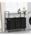 vidaXL Laundry Basket 3 Compartments with Shelves Sonoma Oak