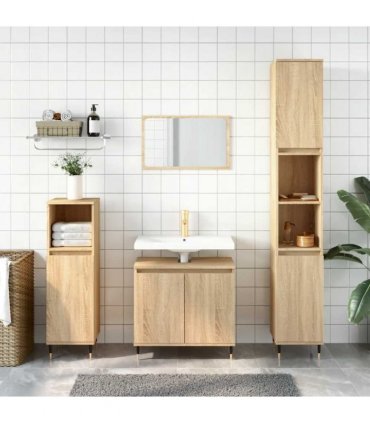 vidaXL Bathroom Cabinet | Sonoma oak | Engineered wood, iron | Small