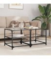 vidaXL Coffee Tables with Transparent Glass Top 2 pcs 50x50x45 cm Steel