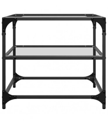 vidaXL Coffee Tables with Transparent Glass Top 2 pcs 50x50x45 cm Steel