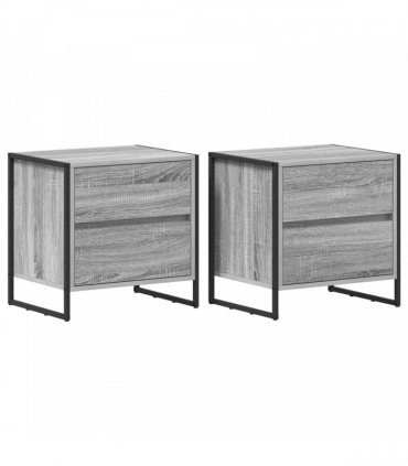 vidaXL Bedside Table with Drawer 2 pcs Grey Sonoma 50 x 39.5 x 50 cm