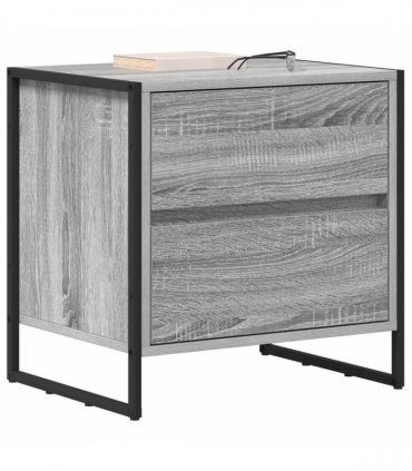 vidaXL Bedside Table with Drawer 2 pcs Grey Sonoma 50 x 39.5 x 50 cm