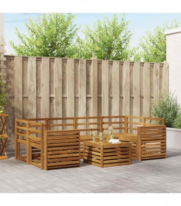 vidaXL Outdoor Sofa Set 7 pcs Natural Solid Acacia Wood