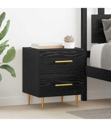 vidaXL Bedside Cabinet with Drawer 2 pcs Black Oak 40 x 35 x 47.5 cm