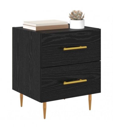 vidaXL Bedside Cabinet with Drawer 2 pcs Black Oak 40 x 35 x 47.5 cm