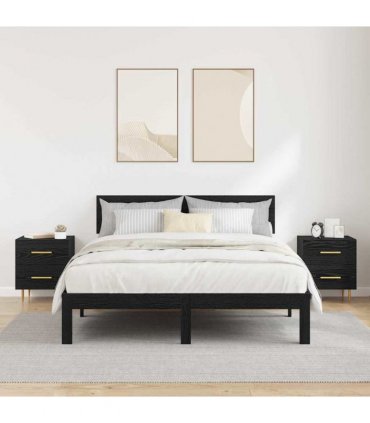 vidaXL Bedside Cabinet with Drawer 2 pcs Black Oak 40 x 35 x 47.5 cm
