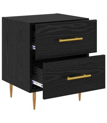 vidaXL Bedside Cabinet with Drawer 2 pcs Black Oak 40 x 35 x 47.5 cm